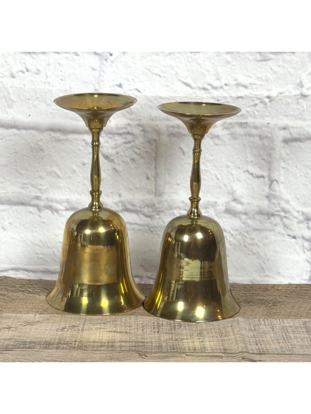VTG 1970s Mixed Metal Brass & Silver Tone Pair Wine Goblets Set of 2 MCM Barware - Picture 2 of 11